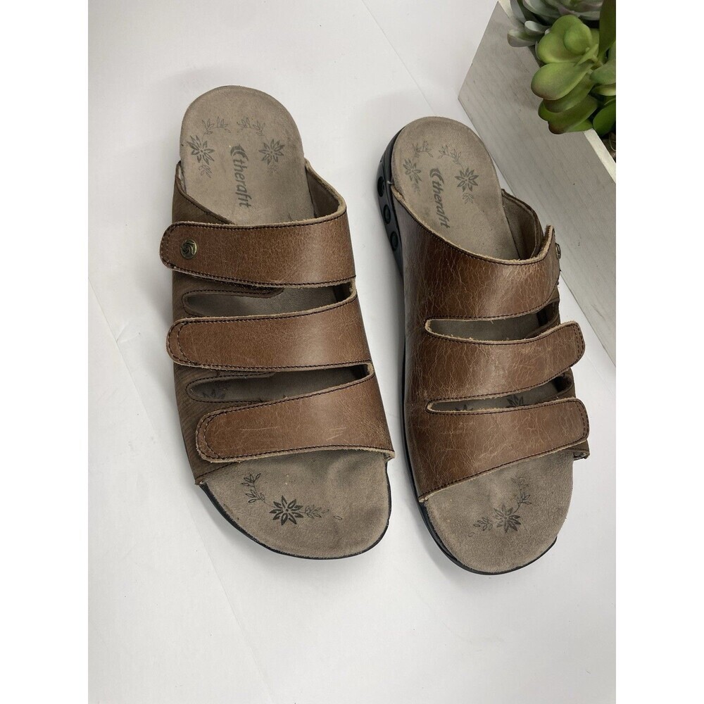 Therafit Eva Women's Size 11.5-12 US 42 EU Brown Leather Sandals NIB